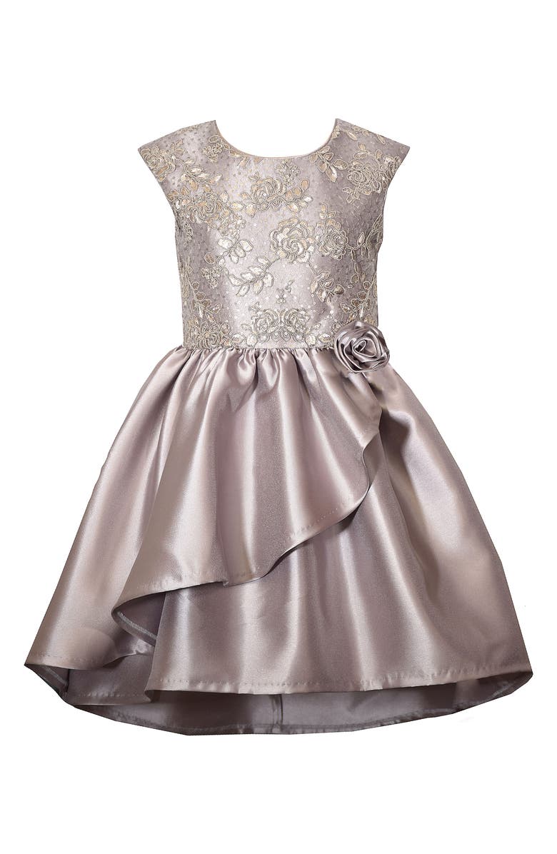 Iris & Ivy Kids' Embroidered Faux Wrap Fit & Flare Dress, Main, color, 