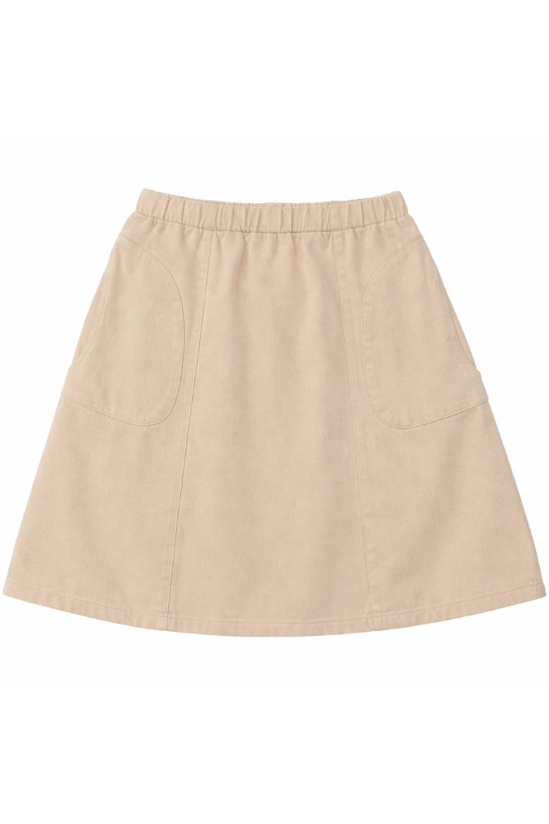 Colored Denim Elastic Waist Patch Pocket Skirt, Alternate, color, Light Denim