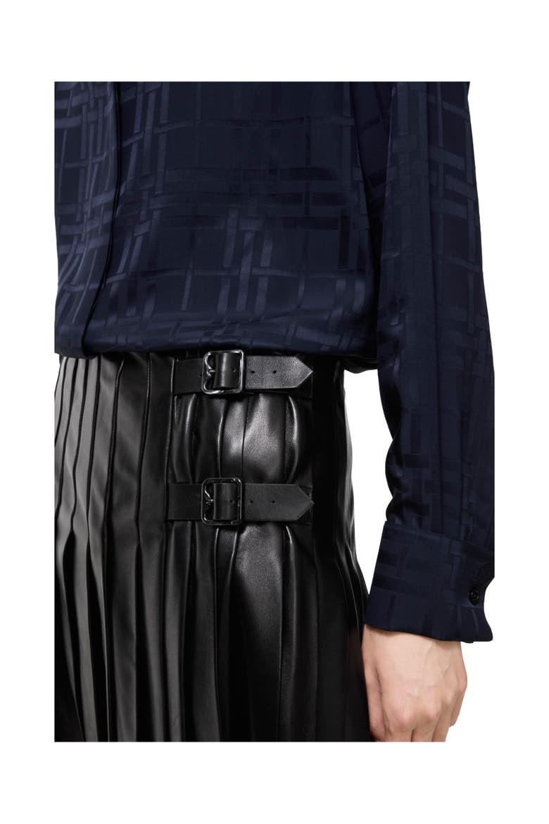 Pleated Leather Skirt, Alternate, color, Black