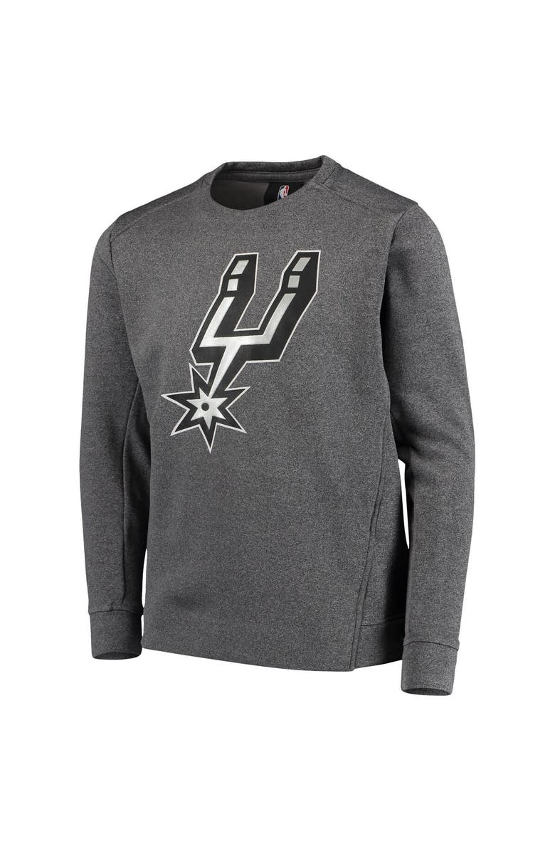 Outerstuff Youth Heathered Gray San Antonio Spurs Performance Fleece Crew Sweatshirt, Main, color,