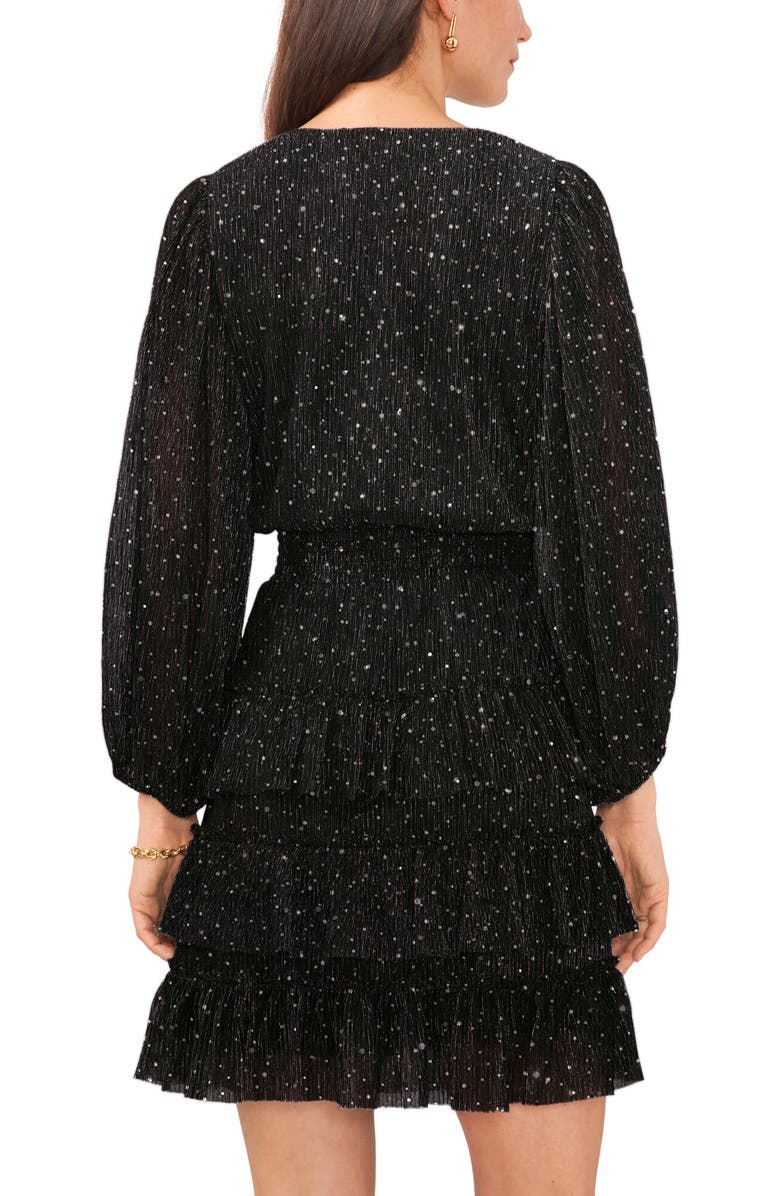 Vince Camuto Tiered Metallic Long Sleeve Dress, Alternate, color, 