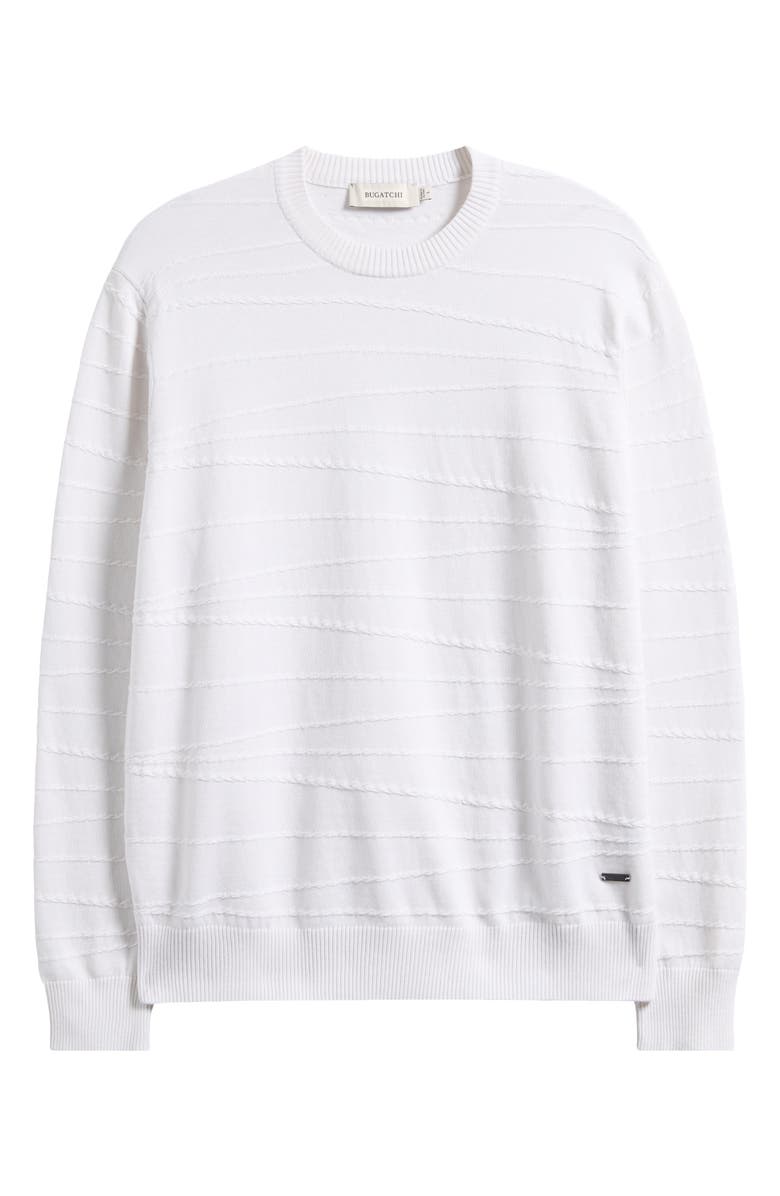 Bugatchi Textured Cotton & Silk Crewneck Sweater, Main, color, Chalk