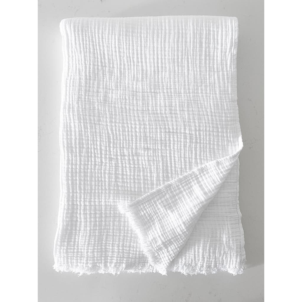 Anaya Crinkled Turkish Cotton Oversized Cuddle Blanket In White
