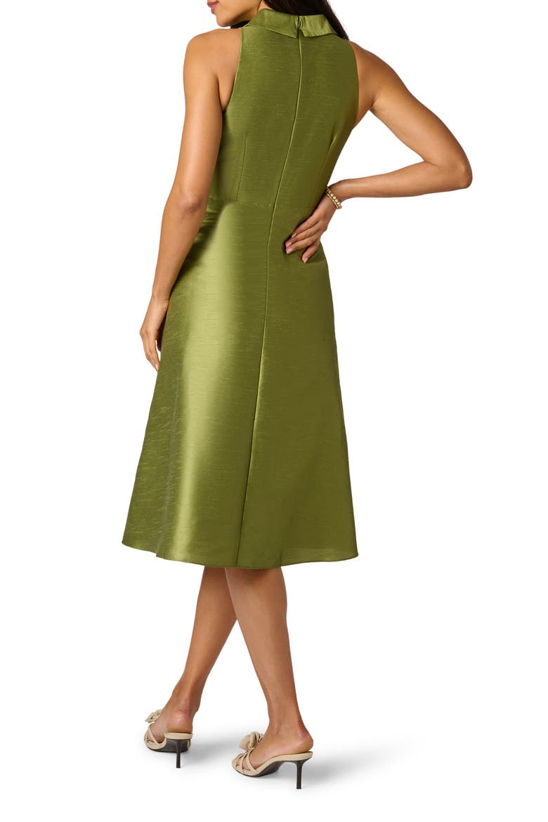 Sleeveless Tie Front Dupioni Midi Dress, Alternate, color, OLIVE