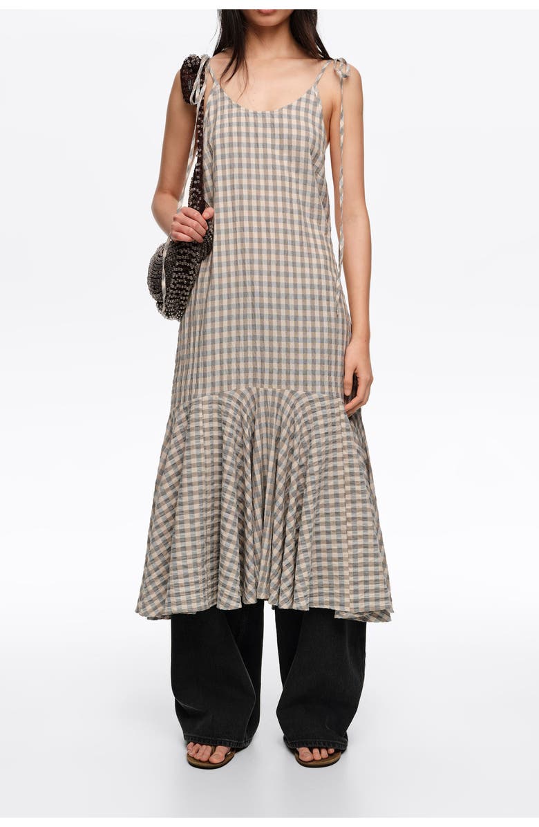 Bimba y Lola Light blue checked strappy dress, Alternate, color, Light Blue