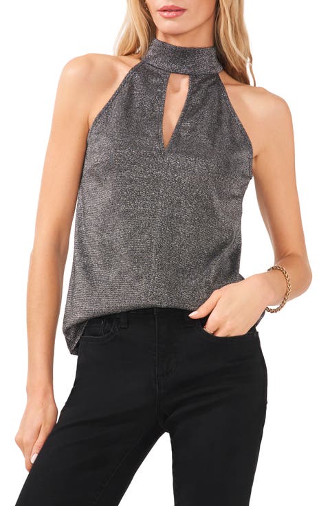 Metallic Halter Neck Top