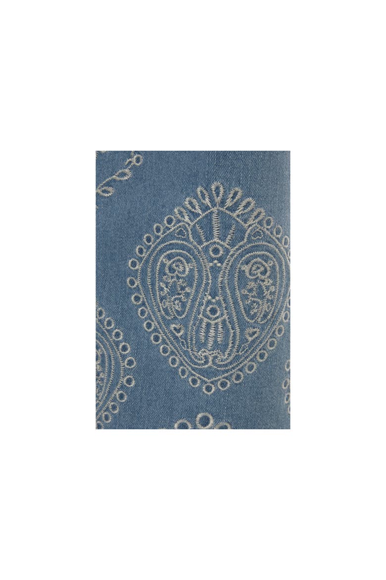 Embroidered Wide Leg Jeans, Alternate, color, Denim Blue Printed