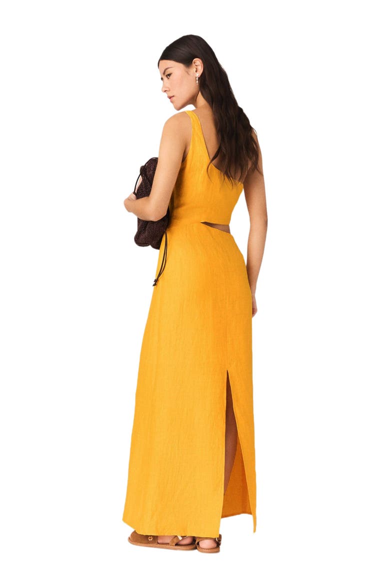 Asymmetrical Linen-Blend Dress, Alternate, color, Orange