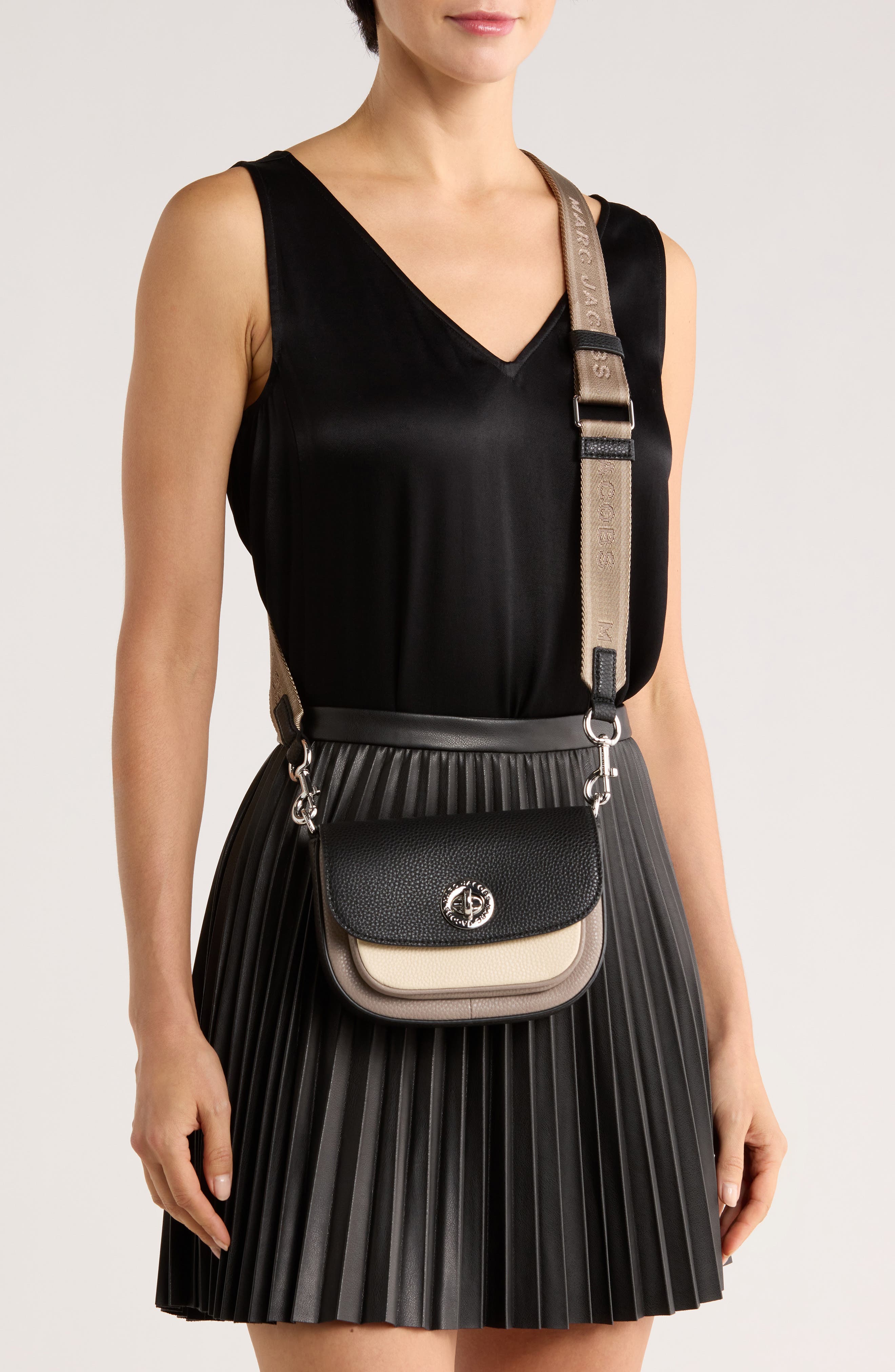 Marc Jacobs Small CB Signet Turnlock Saddle Bag, Alternate, color, Concrete Multi