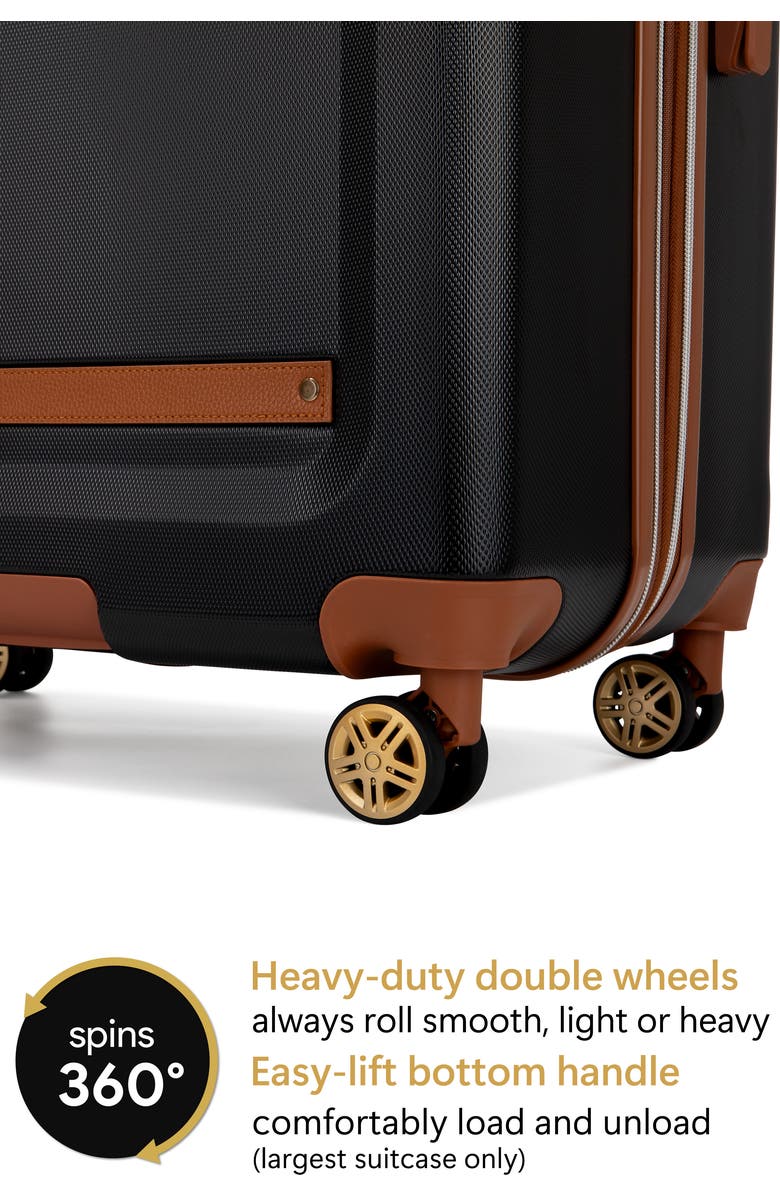 19V69 ITALIA Vintage 3 Piece Expandable Spinner Luggage Set, Alternate, color, Black