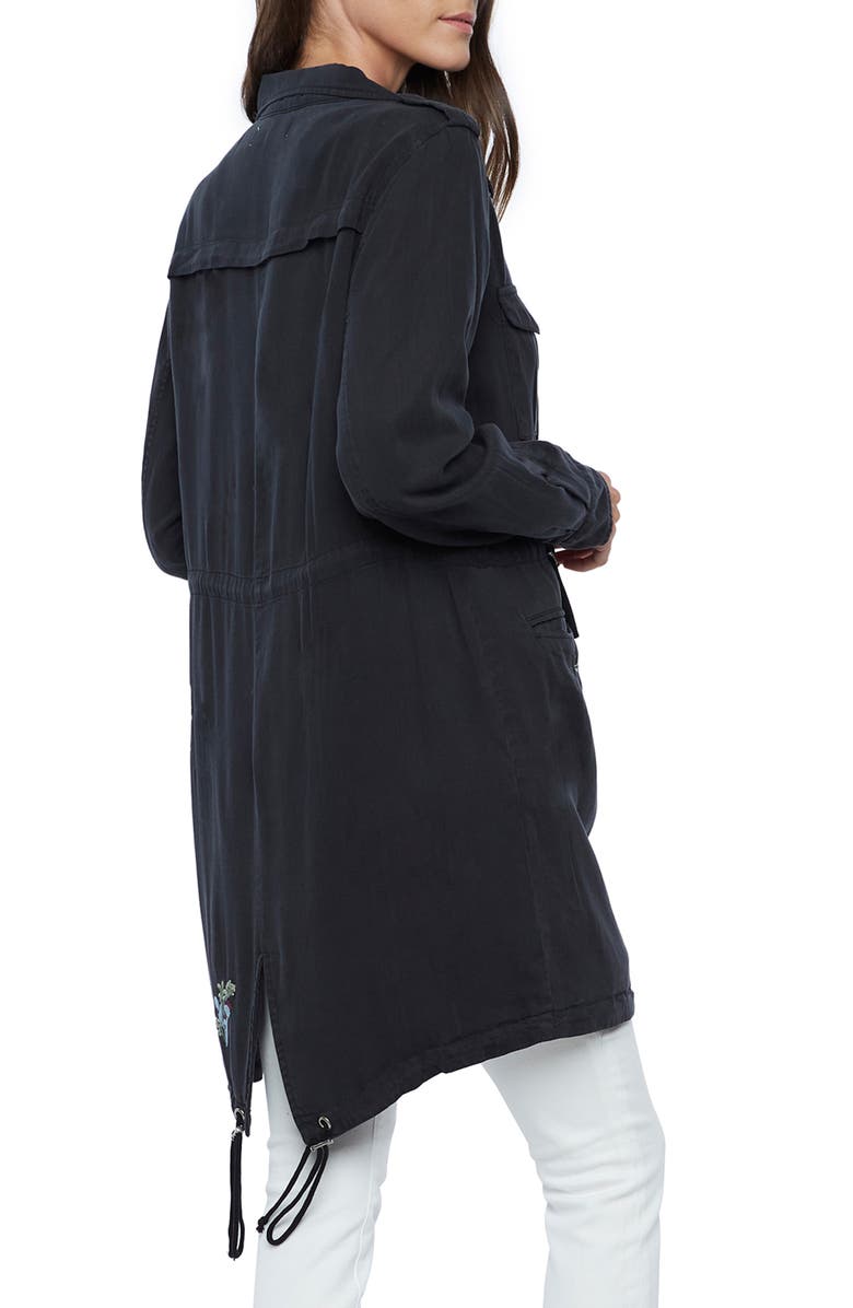 Wash Lab Denim Road Trim Split Hem Zip-Up Jacket, Alternate, color, Vintage Black