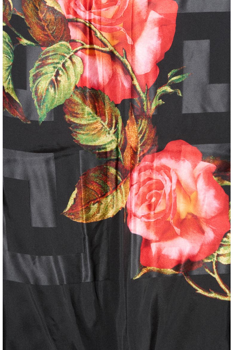 Flowers Silk Scarf, Alternate, color, BLACK