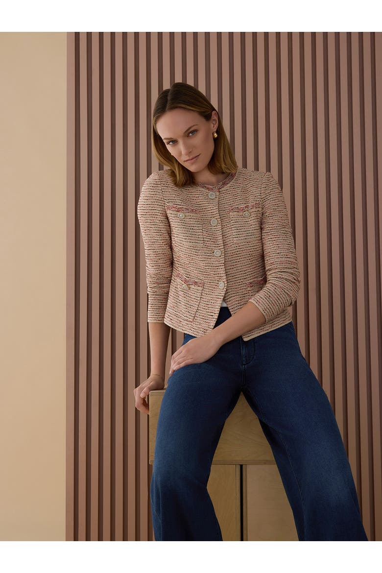 Heritage Ribbon Tweed Knit Jacket, Main, color, Honeysuckle/Russet/Biscotti