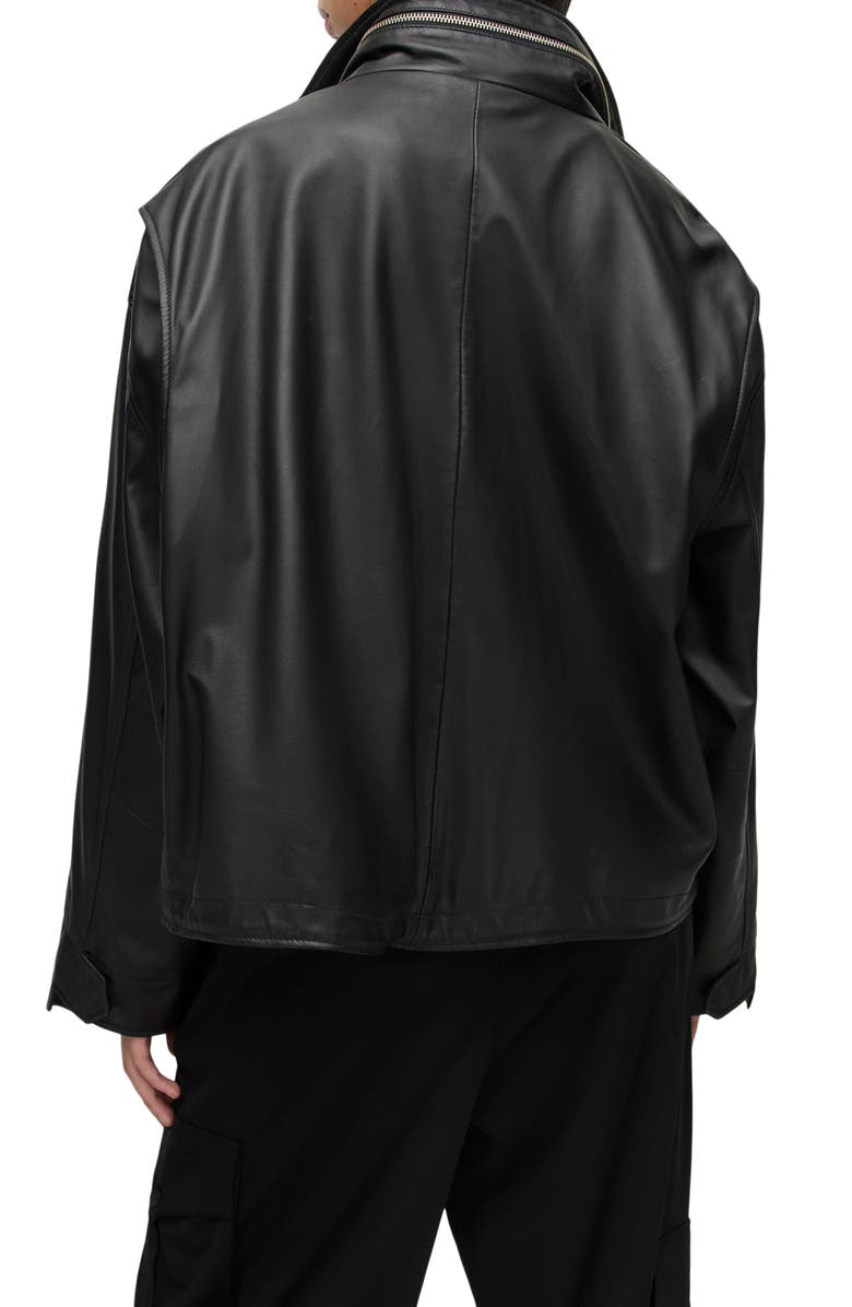 AllSaints Clay Hooded Leather Jacket, Alternate, color, 