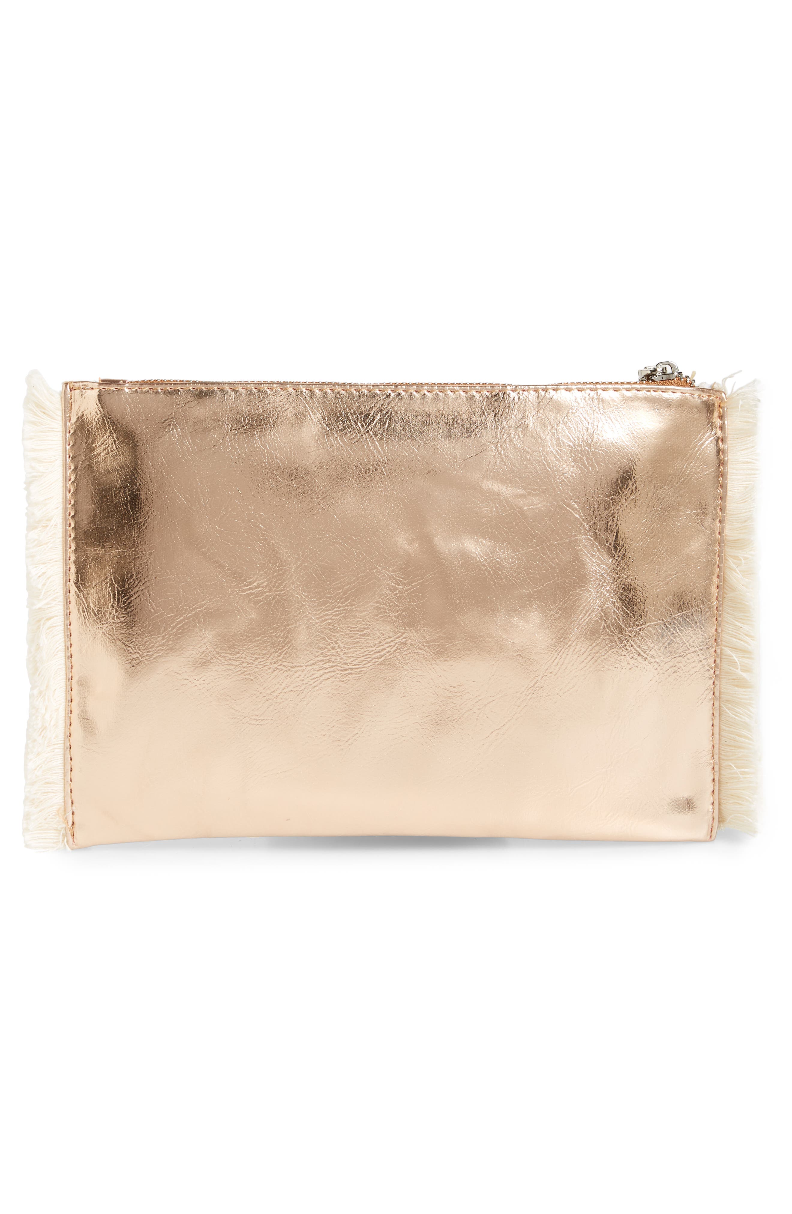 Woven & Metallic Zip Pouch, Alternate, color, NATURAL/ BLACK