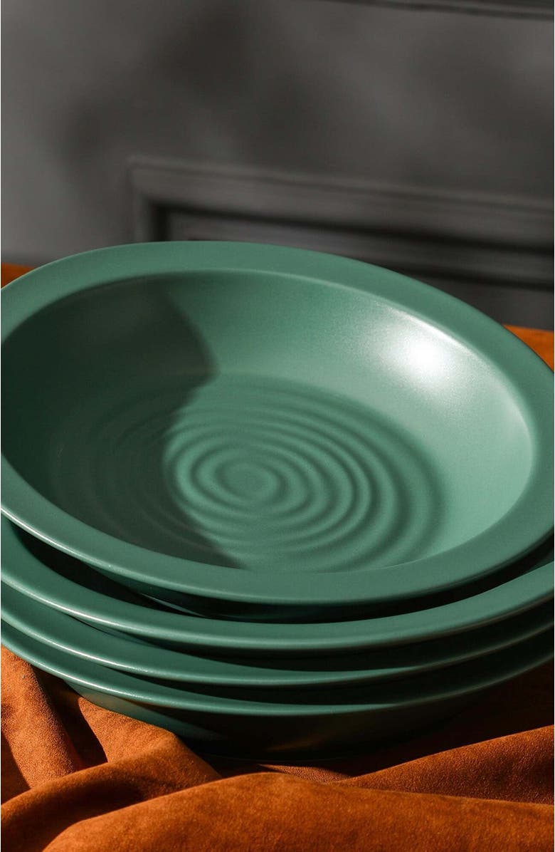 Stone Lain Orbit Stoneware 4-Piece Pasta Bowl Set, Alternate, color, Green