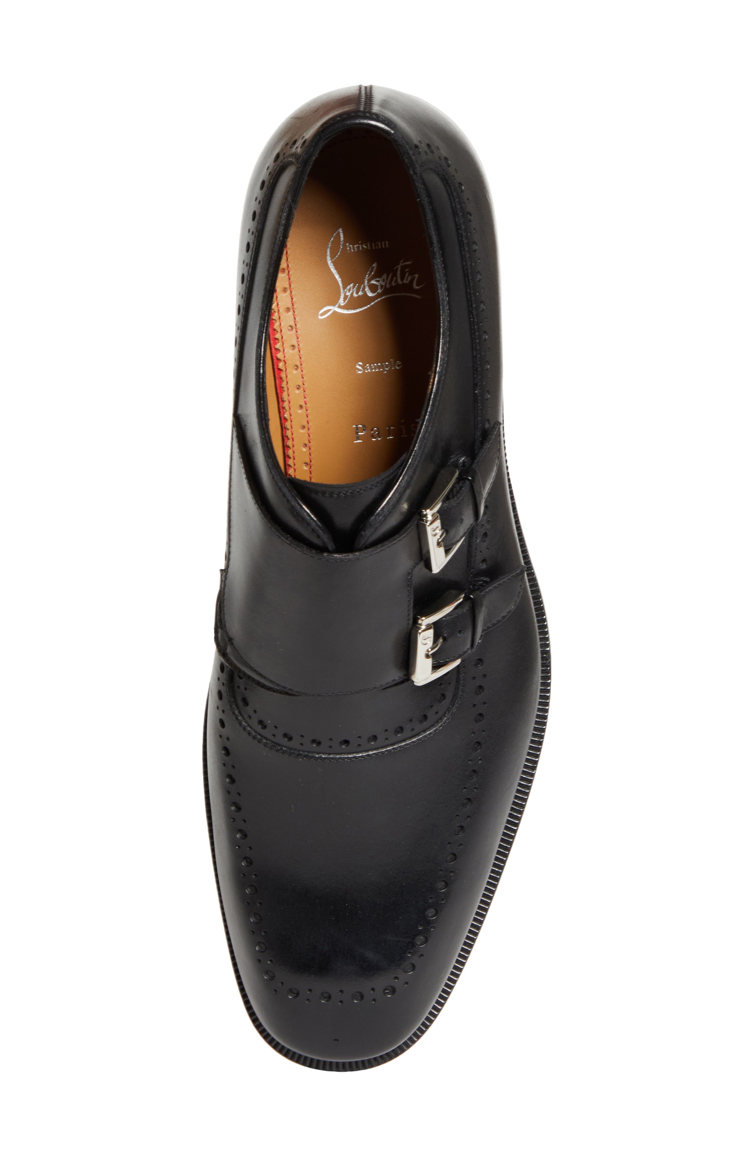 Christian Louboutin Sartok Double Monk Strap Shoe, Alternate, color, Black