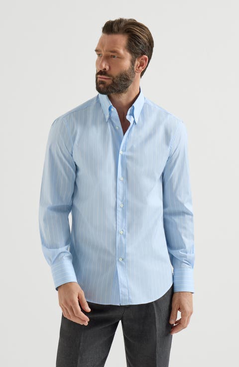 Striped poplin shirt