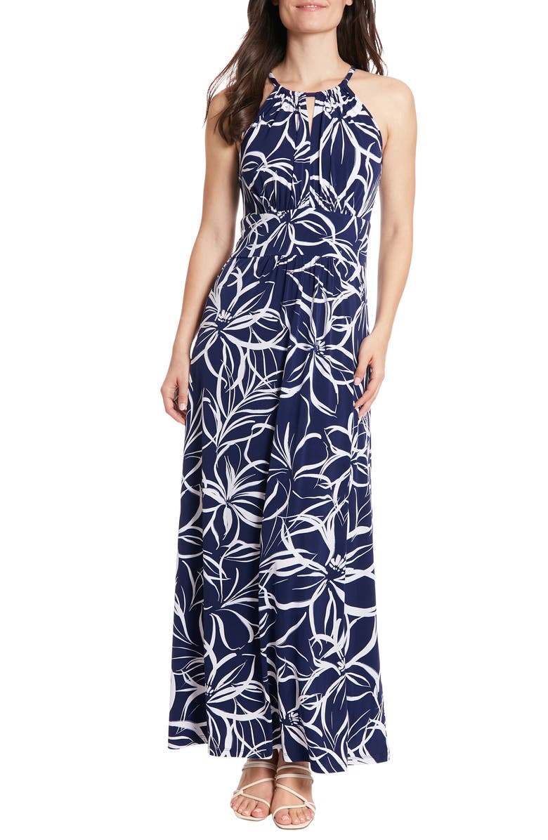 London Times Jersey Halter Maxi Dress, Main, color, 