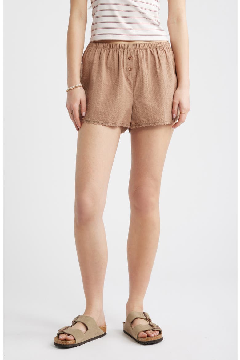 Cotton Seersucker Boxer Shorts, Main, color, BROWN FRESCO