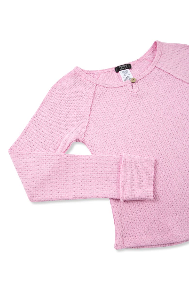 Truce Kids' Waffle Stitch Long Sleeve Top, Alternate, color, Pink