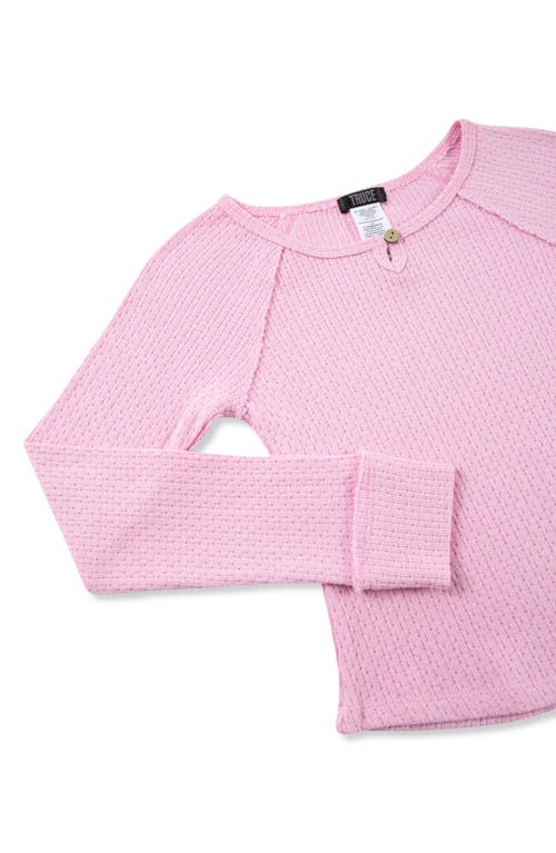 TRUCE TRUCE KIDS' WAFFLE STITCH LONG SLEEVE TOP 