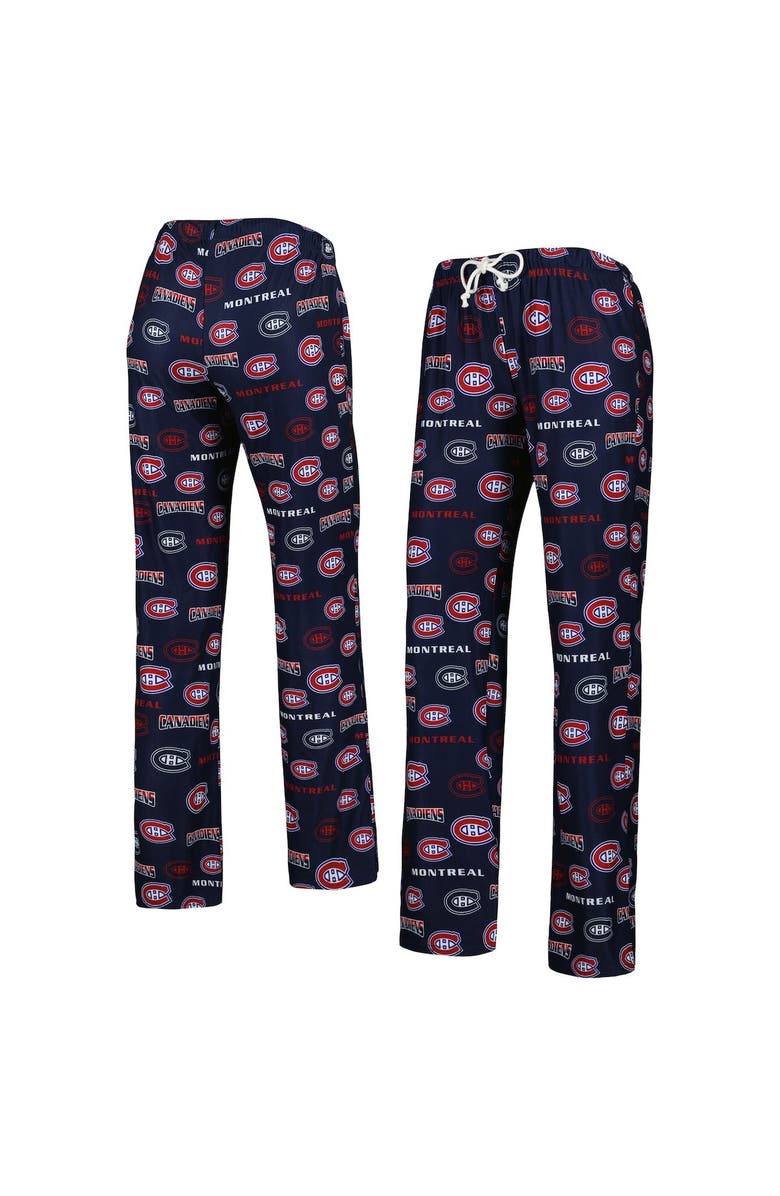 CONCEPTS SPORT Women's Concepts Sport Navy Montreal Canadiens Breakthrough Allover Logo Sleep Pants, Alternate, color,