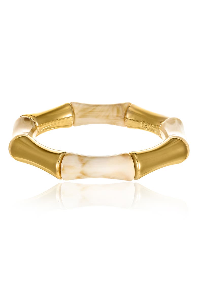 Ettika Cream Bamboo Textured Bangle Bracelet, Main, color, Cream