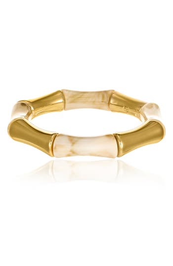 Ettika Cream Bamboo Textured Bangle Bracelet In White