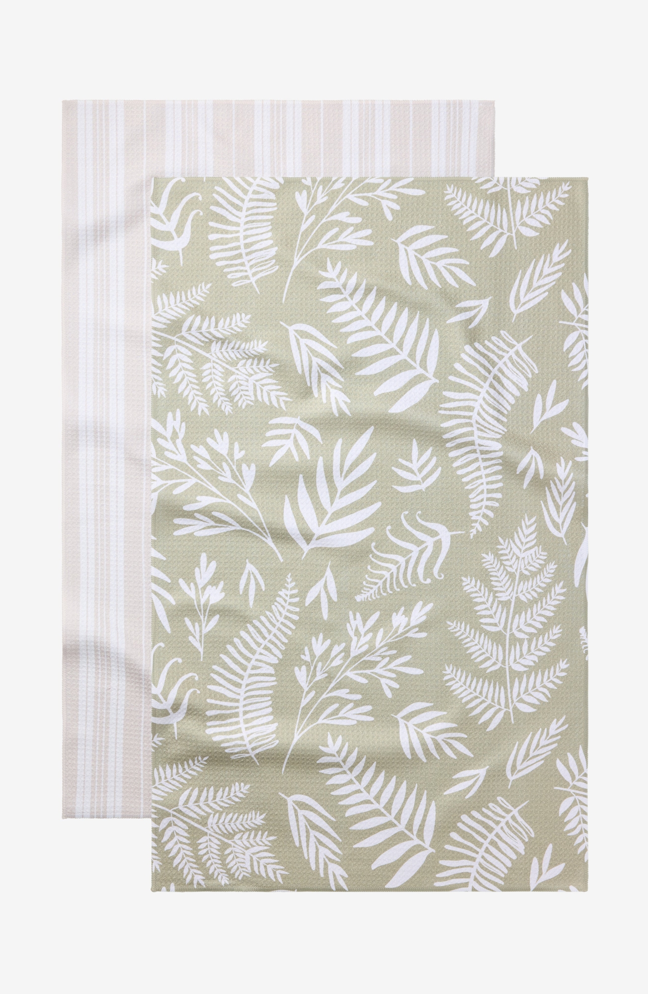 Geometry Kitchen Tea Towel Set - Olive Fern