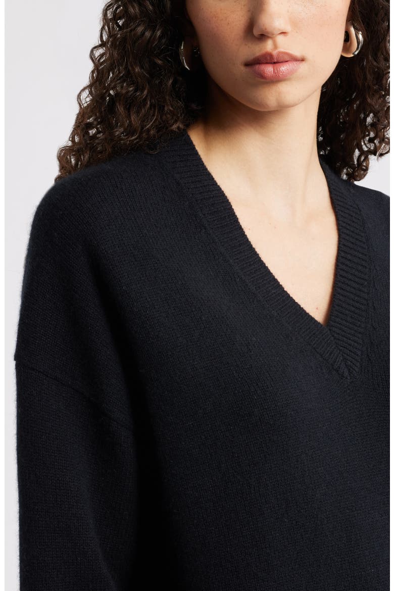 V-Neck Wool & Cashmere Sweater, Alternate, color, BLACK ROCK