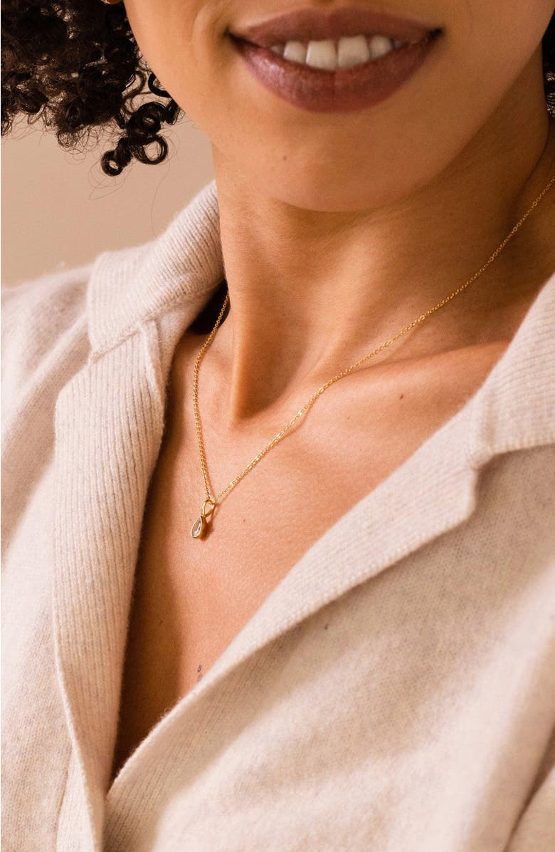 MADE BY MARY Pear CZ Charm, Alternate, color, Gold Vermeil