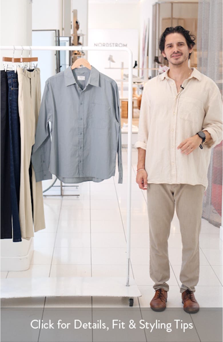 Clancy Stripe Cotton Button-Up Shirt, sales video thumbnail
