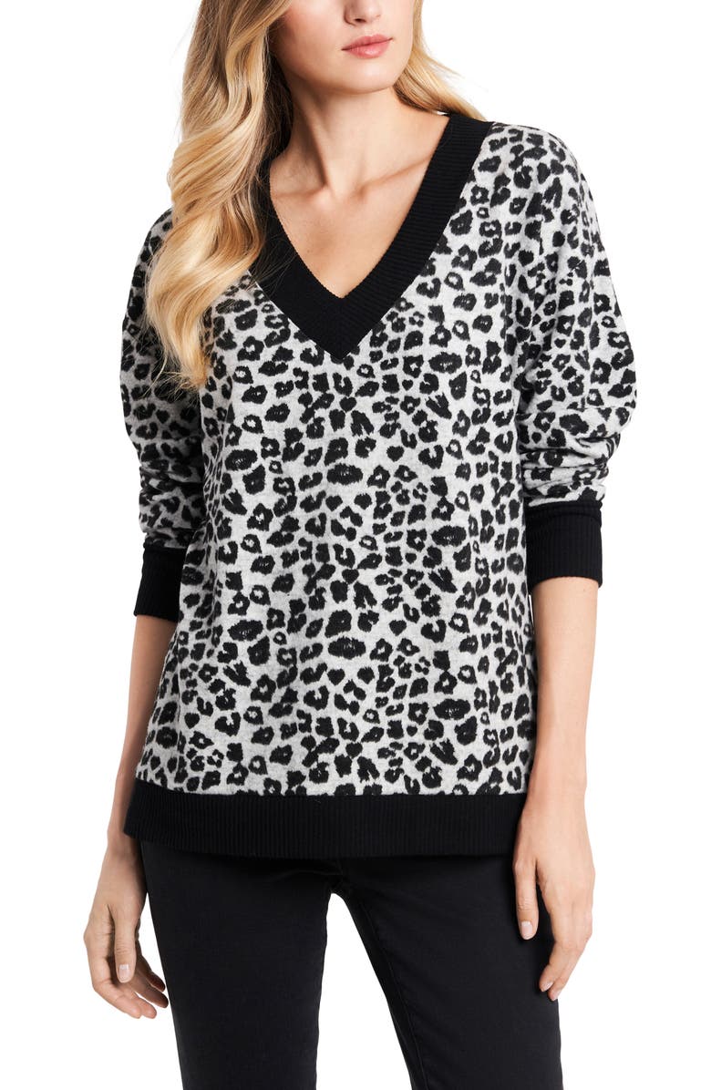 Vince Camuto Leopard Jacquard Long Sleeve Top, Main, color,