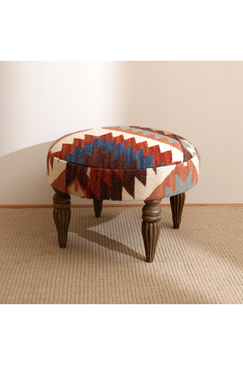 Tribal Kilim Pattern Footstool, Alternate, color, Brown