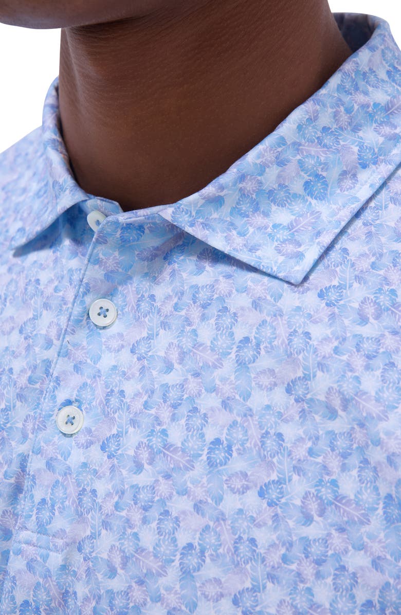 Bugatchi Victor OoohCotton<sup>®</sup> Leaf Print Polo, Alternate, color, Ice