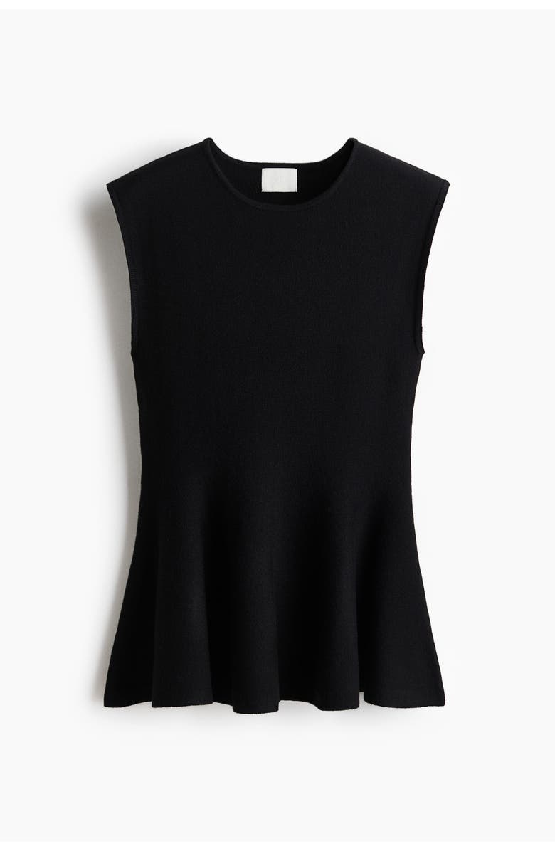 H&M Knitted Peplum Top, Main, color, Black