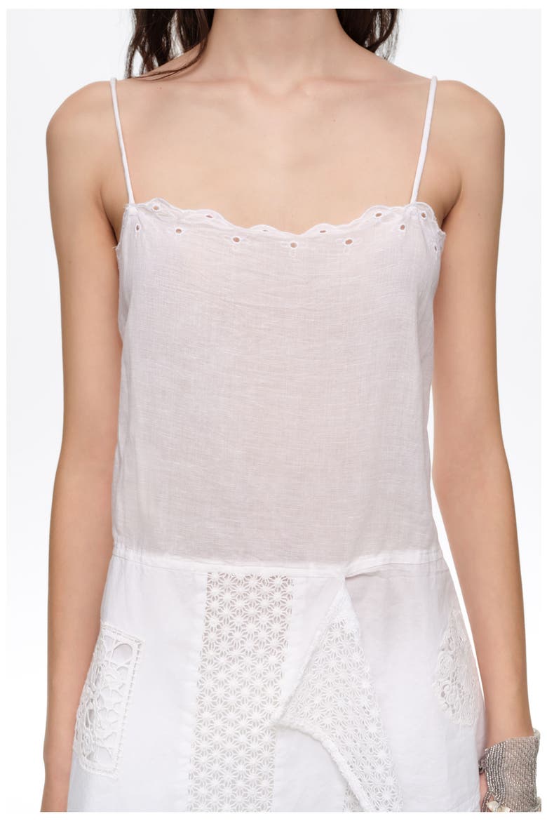 Embroidered Asymmetric Handkerchief Hem Top, Alternate, color, WHITE