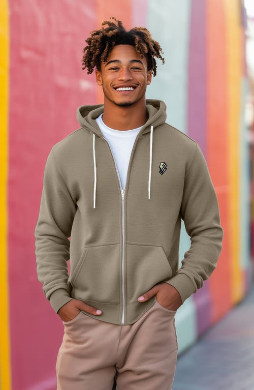 Dalix Lightning Bolt Zip Hoodie In Heather Stone