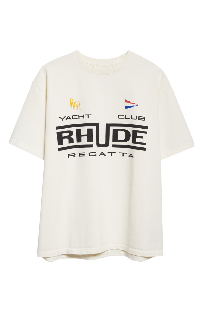 Rhude Regatta Club Graphic T-Shirt, Main, color, Vintage White/ Black/ Green