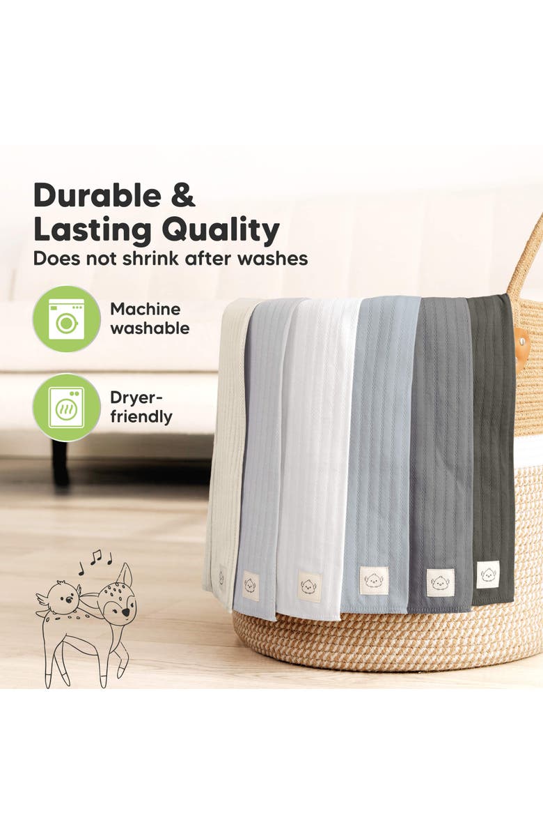 KeaBabies 6-Pack Shea (Stria) Burp Cloths, Alternate, color, Granite