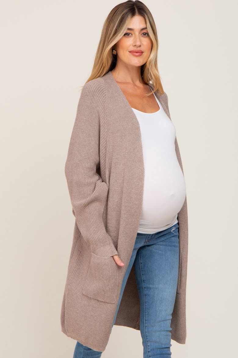Pocketed Knit Cardigan, Alternate, color, Taupe
