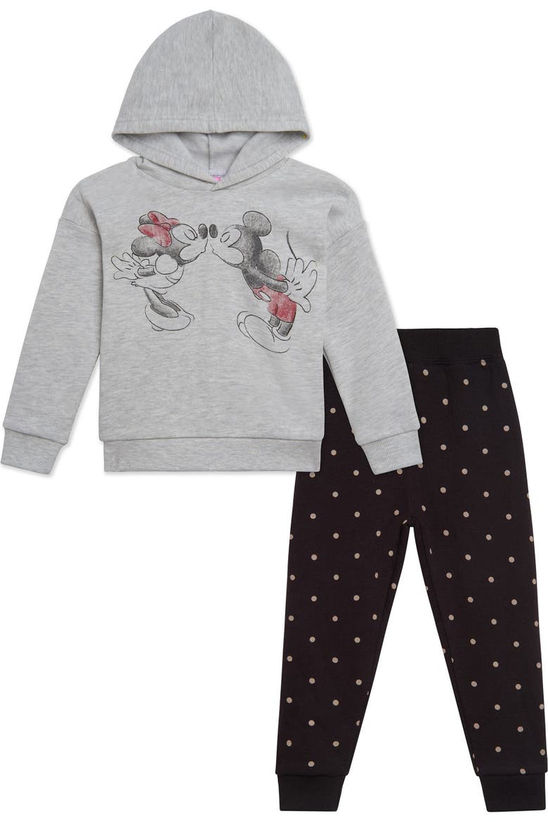 Minnie Mouse 2-Piece Fleece Hoodie and Pants Set, Main, color, Oatmeal Minnie Mickey