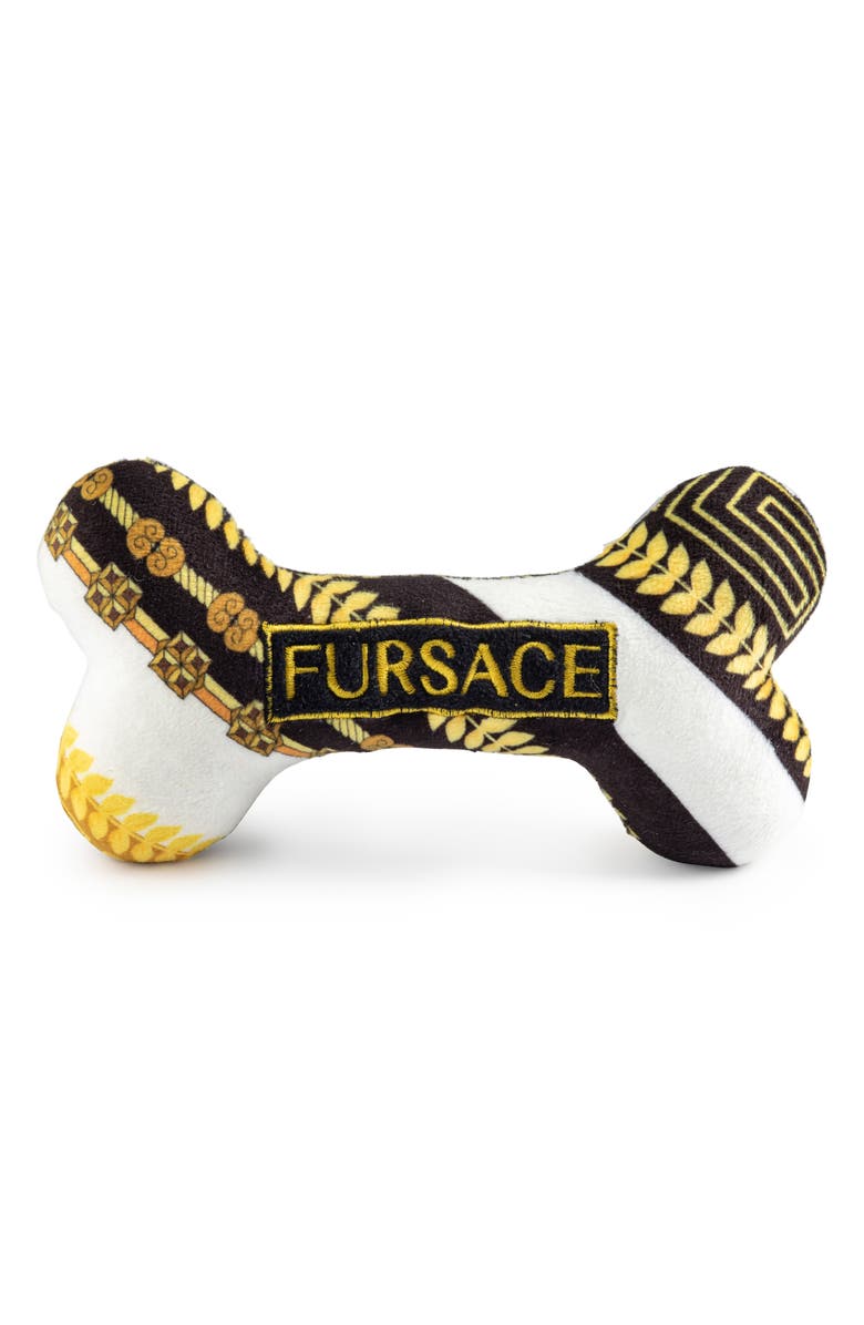 Haute Diggity Dog Fursace Bone Squeaker Toy, Main, color, Black White Gold