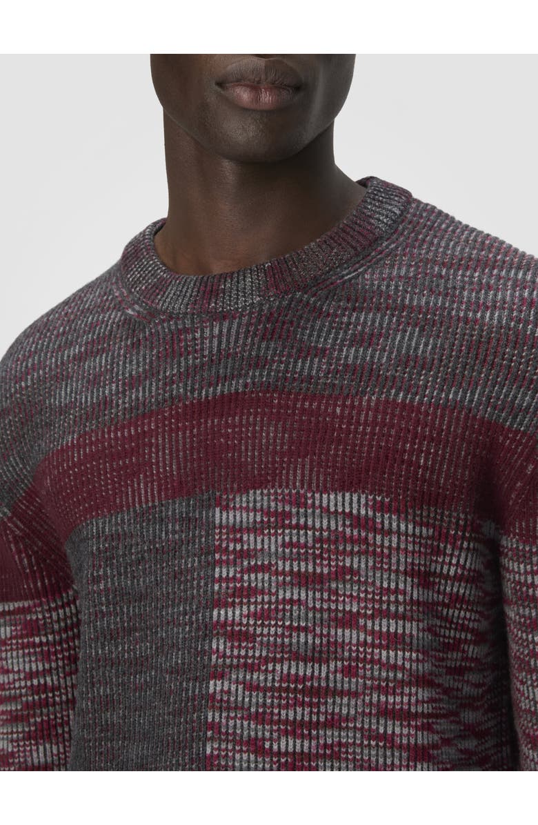 Missoni Crew Neck Sweater With Check Pattern, Alternate, color, Grey & Burgundy