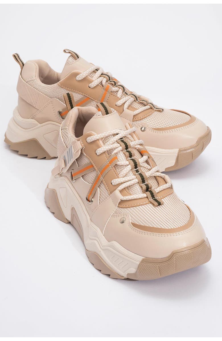 Prologue Shoes Maggie Sport Sneakers, Main, color, Beige Faux Leather