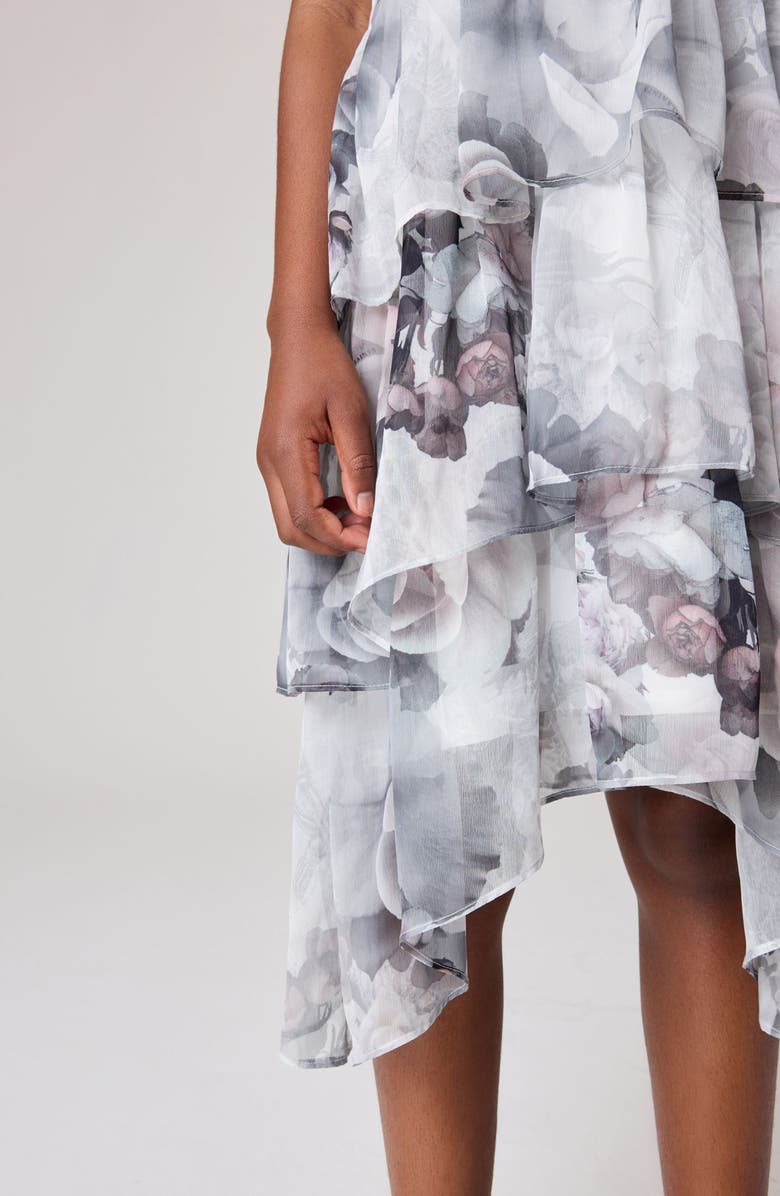 smALLSAINTS by ALLSAINTS Kids' Floral Print Ruffle Dress, Alternate, color, Grey