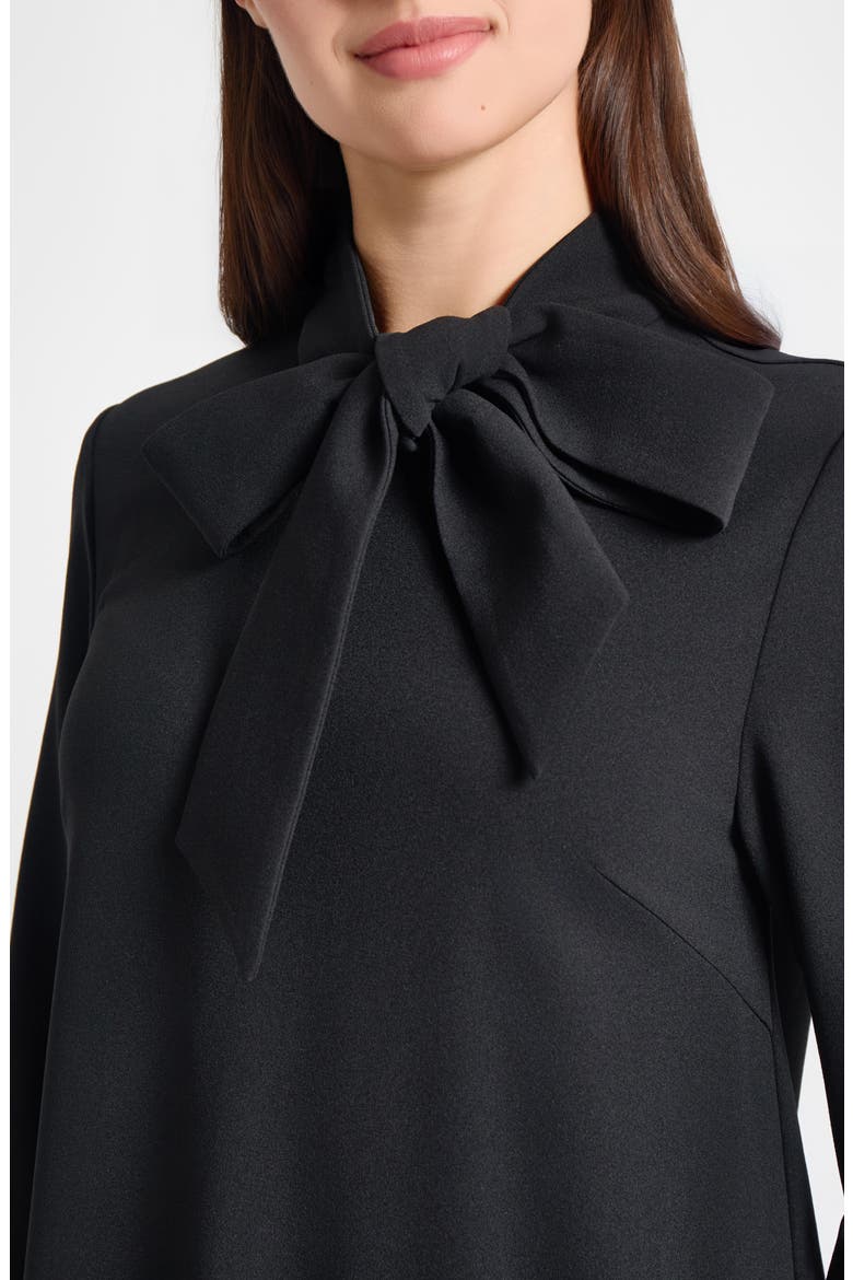 x Tanya Foster Stretch Deco Crepe Tie-Neck Tent Dress, Alternate, color, BLACK