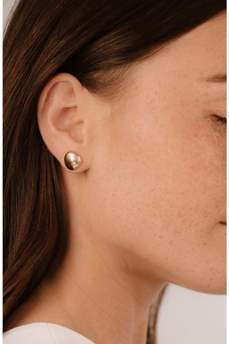 Polished Pebble Cubic Zirconia Stud Earrings, Alternate, color, GOLD