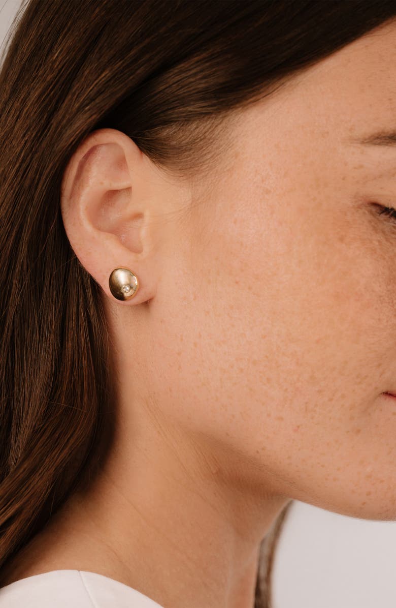 Ettika Polished Pebble Cubic Zirconia Stud Earrings, Alternate, color, Gold